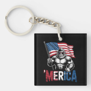 Porte-clés Merica Bigfoot Drapeau Américain Patriotique 4 Jui