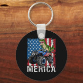 Porte-clés Merica Dinosaur Monster Truck Drapeau Américain 4e (Recto)