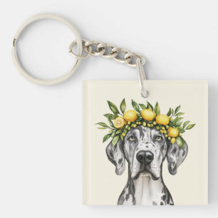 Porte-clés Merle Great Dane Chien Lemon Crown
