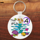 Porte-clés Mermaid 4th Birthday Tshirts and Gifts (Recto)