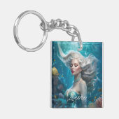 Porte-clés Mermaid cheveux en argent Turquoise Océan (Devant gauche)