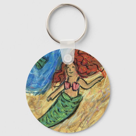Porte-clés Mermaid Pastel Porte - clés d'art personnalisé (Recto)