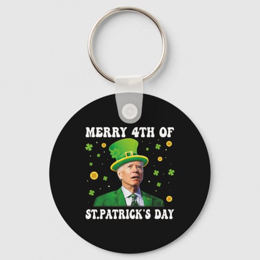Porte-clés Merry 4th Of St Patricks Day Groovy Joe Biden Conf (Recto)