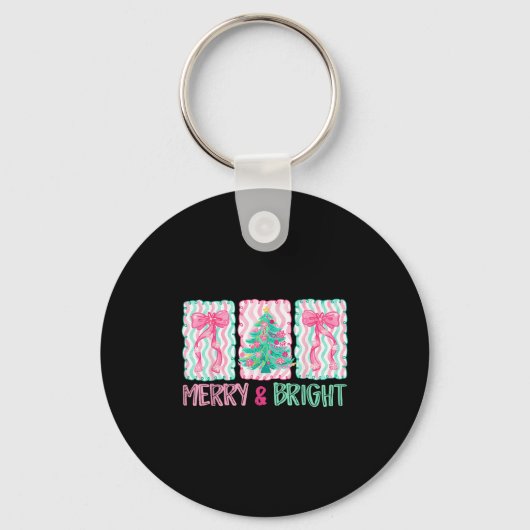 Porte-clés Merry & Bright Coquette Preppy Bow Xmas Tree W (Recto)