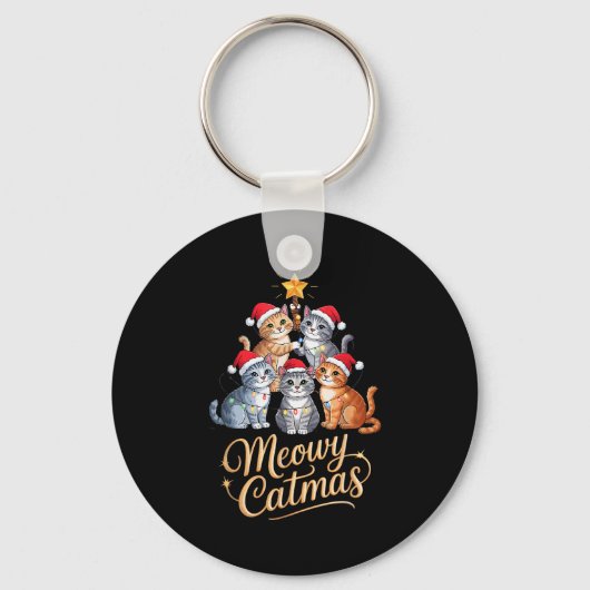 Porte-clés Merry Catmas Funny Christmas Tree Matching Meowy X (Recto)