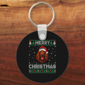Porte-clés Merry Christmas 2025 Irish Setter Santa Hat Ugly X (Recto)