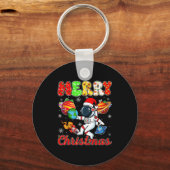 Porte-clés Merry Christmas Astronaut Santa Hat Snowflakes Tre (Recto)