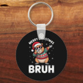 Porte-clés Merry Christmas Bruh Capybara Dabbing Santa Hat Xm (Recto)