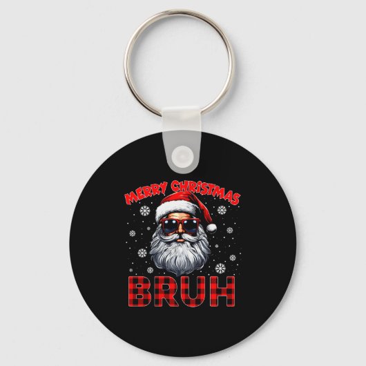Porte-clés Merry Christmas Bruh Red Plaid Funny Santa Claus M (Recto)