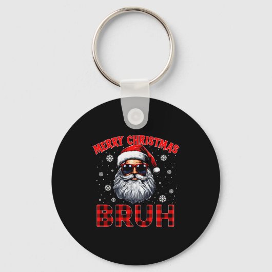 Porte-clés Merry Christmas Bruh Red Plaid Funny Santa Claus M (Recto)