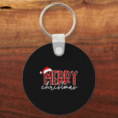 Porte-clés Merry Christmas Buffalo Plaid Red Santa Family Xma (Recto)
