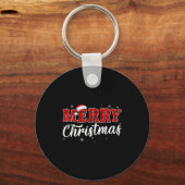 Porte-clés Merry Christmas Buffalo Plaid Red Santa Hat Xmas P (Recto)