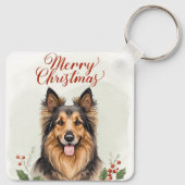 Porte-clés Merry Christmas Dog Festive Holiday Keychain Charm (Dos)