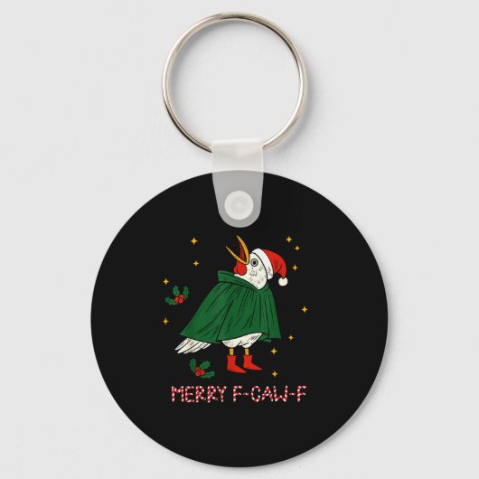 Porte-clés Merry Christmas Funny Raven Bird F-caw-f Xmas Holi (Recto)