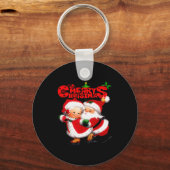 Porte-clés Merry Christmas - Happy Cute Mrs Claus And Mr Clau (Recto)