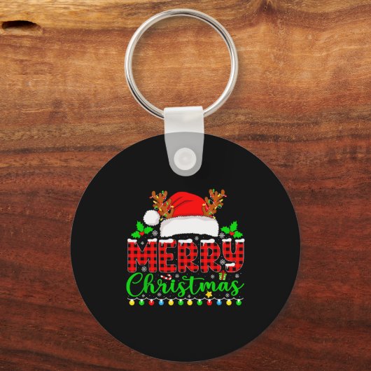 Porte-clés Merry Christmas Lights Funny Xmas Pjs Men Women Fa (Recto)