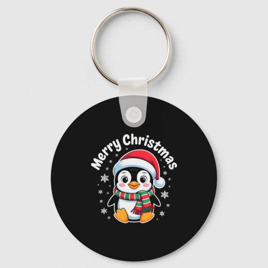 Porte-clés Merry Christmas Penguin Cute Santa Hat Winter Holi (Recto)