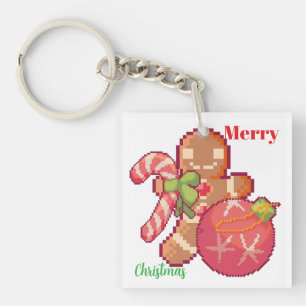 Porte-clés Merry Christmas Pixelart, Pixel Art