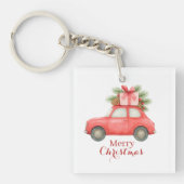 Porte-clés Merry Christmas Red Car – Personalized Holiday  (Devant)
