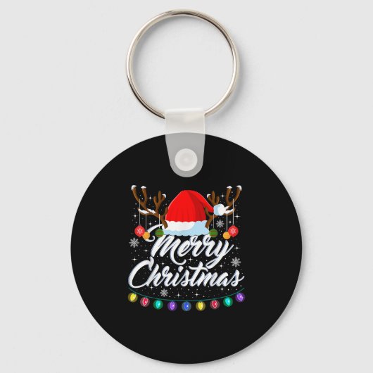 Porte-clés Merry Christmas Red Santa Hat Reindeer Xmas Matchi (Recto)