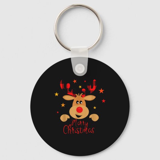 Porte-clés Merry Christmas Reindeer Men Women Kids Matching R (Recto)