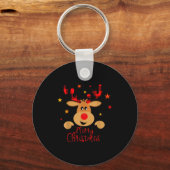 Porte-clés Merry Christmas Reindeer Men Women Kids Matching R (Recto)