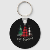 Porte-clés Merry Christmas Three Xmas Trees Buffalo Plaid Wom (Recto)