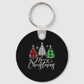 Porte-clés Merry Christmas Tree Buffalo Plaid Red White Green (Recto)