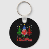 Porte-clés Merry Christmas Tree Plaid Us Flag Snowflake Xmas (Recto)