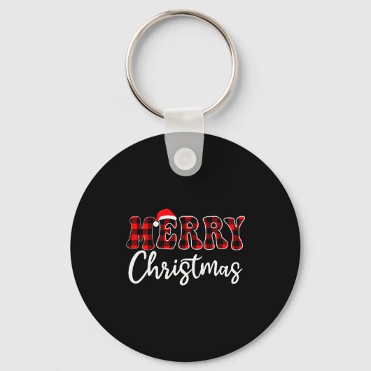 Porte-clés Merry Christmas With Black And Red Plaid Family Me (Recto)