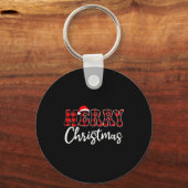 Porte-clés Merry Christmas With Black And Red Plaid Family Me (Recto)