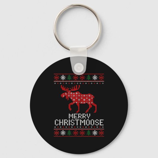 Porte-clés Merry Christmoose Funny Christmas Moose Sweater An (Recto)