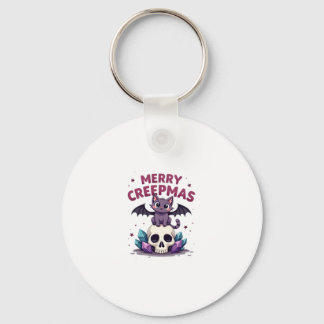 Porte-clés Merry Creepmas Cat Pastel Goth Christmas Skull T-S