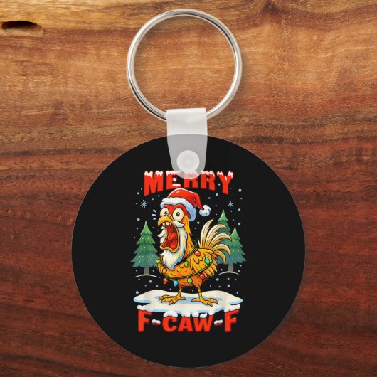 Porte-clés Merry F-caw-f Chicken Christmas Funny Rooster Men (Recto)