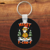 Porte-clés Merry F-caw-f Chicken Christmas Funny Rooster Men (Recto)