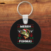 Porte-clés Merry Fishmas B Fish Fishing Christmas Ugly Sweate (Recto)