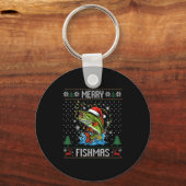 Porte-clés Merry Fishmas B Fish Fishing Christmas Ugly Sweate (Recto)