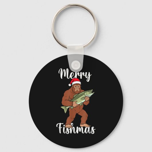 Porte-clés Merry Fishmas Bigfoot Fishing Funny Sasquatch Sant (Recto)