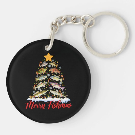 Porte-clés Merry Fishmas Funky Christmas Tree Lights Fish Fis (Dos)