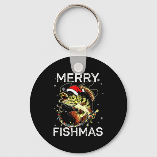 Porte-clés Merry Fishmas Santa Fishing Lovers Funny Fisherman (Recto)