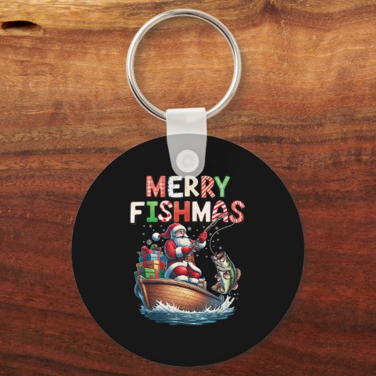 Porte-clés Merry Fishmas Santa Fishing Lovers Funny Fisherman (Recto)
