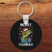 Porte-clés Merry Fishmas Santa Fishing Lovers Funny Fisherman (Recto)