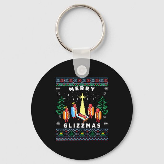 Porte-clés Merry Glizzmas Funny Ugly Christmas Sweater Glizzy (Recto)