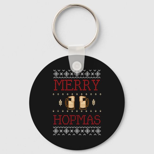 Porte-clés Merry Hopmas Funny Beer Ugly Christmas (Recto)