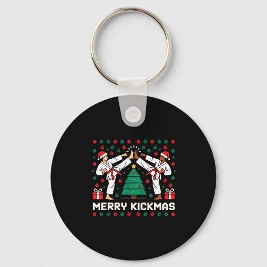 Porte-clés Merry Kickmas Funny Karate Jiu Jitsu Ugly Christma (Recto)