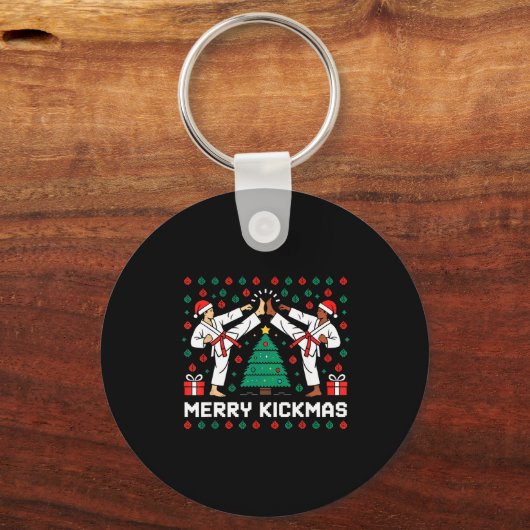 Porte-clés Merry Kickmas Funny Karate Jiu Jitsu Ugly Christma (Recto)