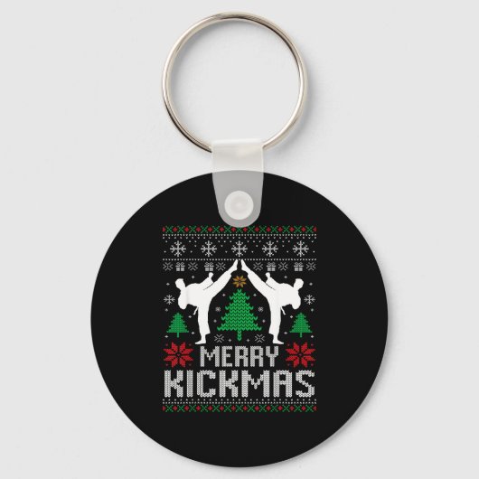 Porte-clés Merry Kickmas Karate Jiu Jitsu Ugly Christmas Xmas (Recto)