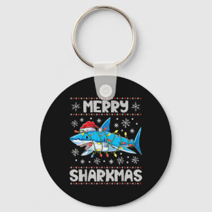 Porte-clés Merry Sharkmas Sharkmas Père Noël laids lumières d