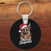 Porte-clés Merry Shepmas German Shepherd Christmas Lights Hum (Recto)