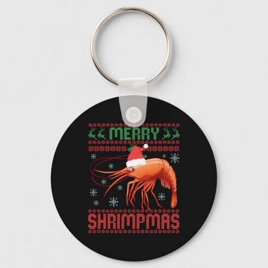 Porte-clés Merry Shrimpmas Funny Shrimp Ugly Christmas Sweate (Recto)